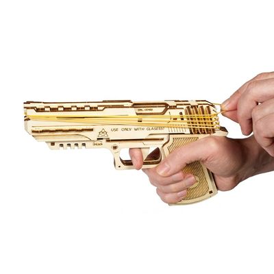 Ugears, Made in Europe, 3D Wooden Puzzle Gun, Mechanical Model AK47 Building Kit with 62 Parts, DIY, Self-Assembly, Woodcraft Constrution Toy, Perfect for Gifting, No Glue Needed, Brown, UGR-70047