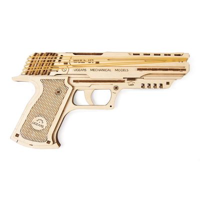 Ugears, Made in Europe, 3D Wooden Puzzle Gun, Mechanical Model AK47 Building Kit with 62 Parts, DIY, Self-Assembly, Woodcraft Constrution Toy, Perfect for Gifting, No Glue Needed, Brown, UGR-70047