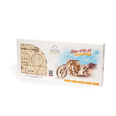 Ugears, Made in Europe, 3D Wooden Puzzle Bike VM-02, Motorcycle Project Mechanical Model Kit with 189 Parts, DIY, Self- Assembly, Woodcraft Construction Toy, Perfect for Gifting, UGR-70051