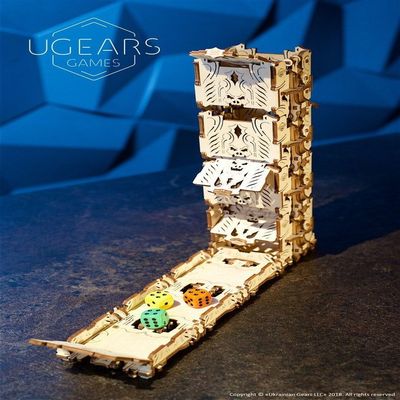 Ugears, Made in Europe, 3D Wooden Puzzle Modular Dice Tower, Mechanical Model Kit with 172 Parts, DIY, Self-Assembly, Woodcraft Constrution Toy, Perfect for Gifting, No Glue, Brown, UGR-70069