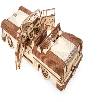 Ugears, Made in Europe, 3D Wooden Puzzle Model Dream Cabriolet VM-05 Mechanical Model Kit, DIY, Self Assembly, Woodcraft Construction Toy, Perfect for Gifting, No Glue Needed, Brown, UGR-70073