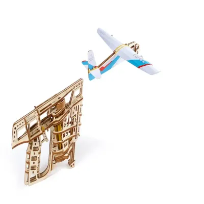 Ugears, Made in Europe, 3D Wooden Puzzle Model Flight Starter, Mechanical Model Kit, DIY, Self Propelled, Woodcraft Construction Toy, Perfect for Gifting, No Glue Needed, Brown, UGR-70075