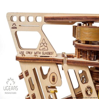 Ugears, Made in Europe, 3D Wooden Puzzle Model Flight Starter, Mechanical Model Kit, DIY, Self Propelled, Woodcraft Construction Toy, Perfect for Gifting, No Glue Needed, Brown, UGR-70075