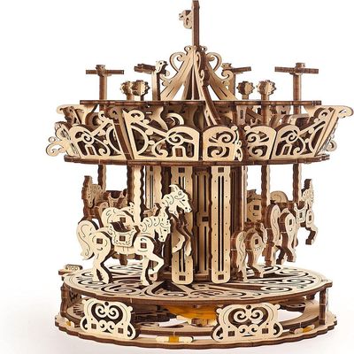 Ugears, Made in Europe, 3D Wooden Carousel Puzzle, Mechanical Model Kit with Moving Horses, DIY, Self-Assembly, Mechanical Merry-Go-Round Model, Perfect for Gifting, No Glue Needed, UGR-70129