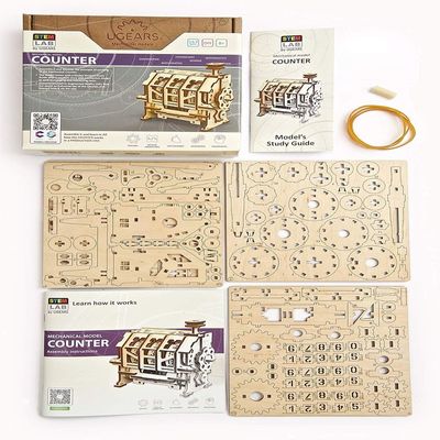 Ugears, Made in Europe, 3D Wooden Puzzle STEM Lab Counter, DIY, Self-Assembly Woodcraft Construction Toy, Unique Educational and Engineering with App, Perfect for Gifting, No Glue Needed, UGR-70130