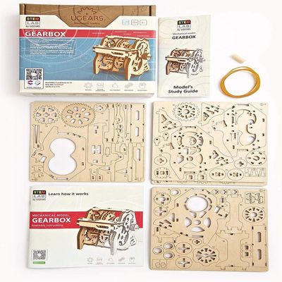 Ugears, Made in Europe, 3D Wooden Puzzle Manual Transmission Mechanical Model, DIY, Self-Assembly, Woodcraft Construction Toy for Adults & Kids, Perfect for Gifting, No Glue Needed, Brown, UGR-70131