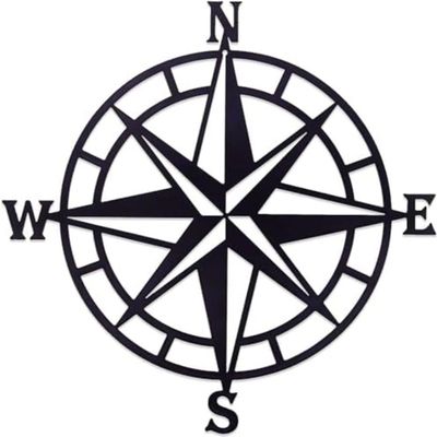 Wooden Wall Art With Self Adhesive Base - Black (Nautical Compass)
