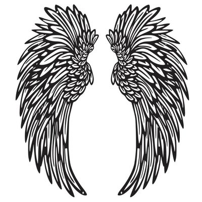 Wooden Wall Art With Self Adhesive Base - Black (Angel Wings)