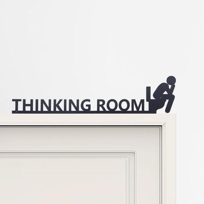 Wooden Wall Art With Self Adhesive Base - Black (Thinking Room)