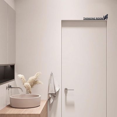 Wooden Wall Art With Self Adhesive Base - Black (Thinking Room)