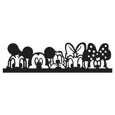 Wooden Wall Art With Self Adhesive Base - Black (Mickey Mouse & Friends)