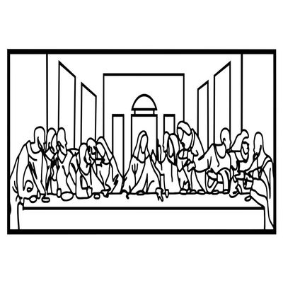 Wooden Wall Art With Self Adhesive Base - Black (The Last Supper)