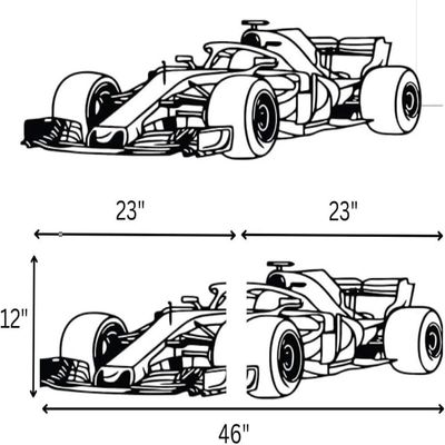 Wooden Wall Art With Self Adhesive Base - Black (Formula 1 Car)