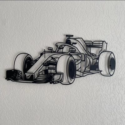 Wooden Wall Art With Self Adhesive Base - Black (Formula 1 Car)