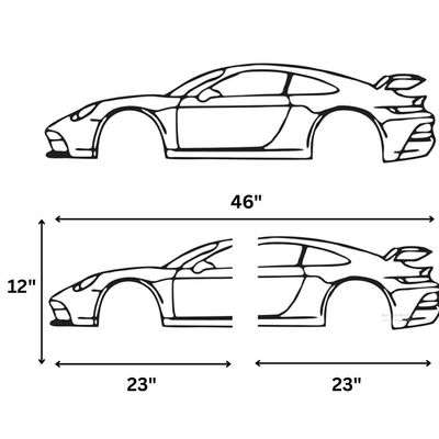 Wooden Wall Art With Self Adhesive Base - Black (Sports Car)