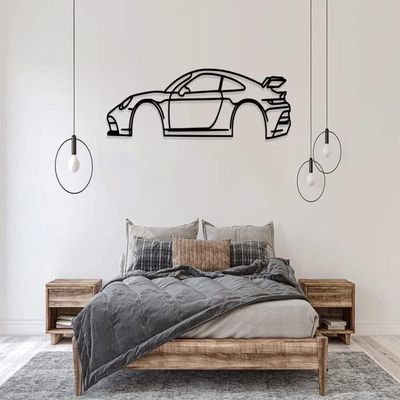 Wooden Wall Art With Self Adhesive Base - Black (Sports Car)