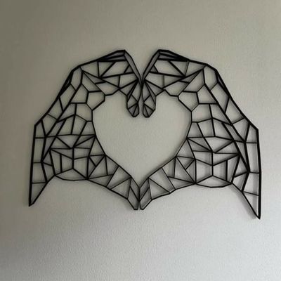 Wooden Wall Art With Self Adhesive Base - Black (Hand Heart)