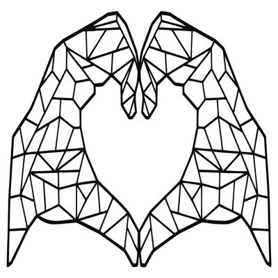 Wooden Wall Art With Self Adhesive Base - Black (Hand Heart)