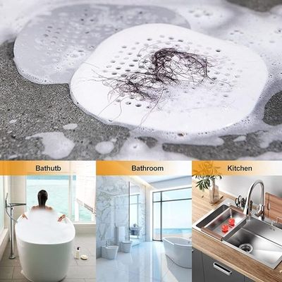 Silicon Hair Catcher Drain Cover with Suction Cups - White (Pack of 2)