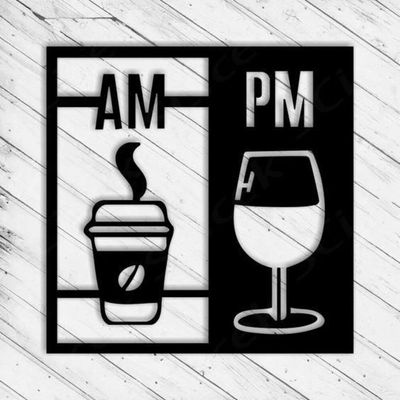 Wooden Wall Art With Self Adhesive Base - Black (AM PM)