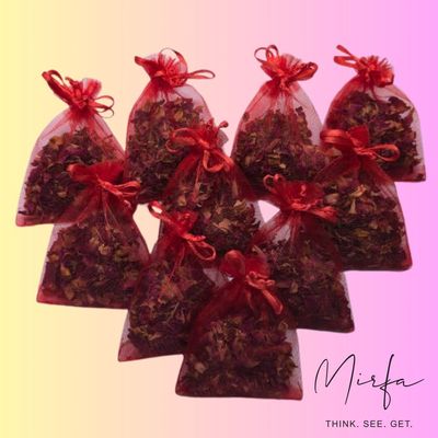 Dry Rose Petals in Drawstring Sachets (Pack of 10)