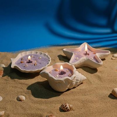Pearled Candle Wax Sand With 20 Eco Wicks - Purple - 1Kg