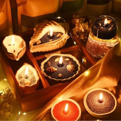 Pearled Candle Wax Sand With 20 Eco Wicks - Black - 500g