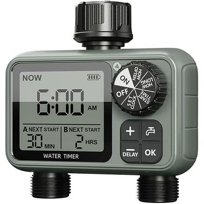 Water Timer for Garden Hose - Multifunctional Sprinkler Timer for Automatic Irrigation System | Hose Timer | Waterproof Irrigation Timer, Dual Outlet