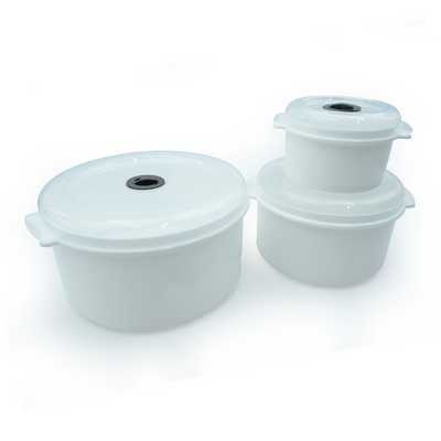 Beram 3-Piece white BPA-Free Microwave Safe Food Storage Container Set with Vented Lids, Reusable Plastic Lunch Boxes for Meal Prep, Freezer & Dishwasher Safe, Stackable Containers (2.8L, 1.55L, 0.55L)