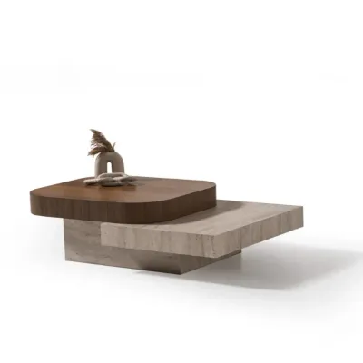 Cavallo Coffee Table Faux travertine (Melamine), Walnut wood veneer, Engineered wood L130xW85xH37