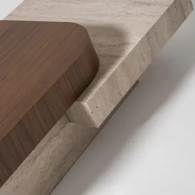 Cavallo Coffee Table Faux travertine (Melamine), Walnut wood veneer, Engineered wood L130xW85xH37