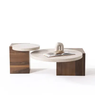Supreme Coffee Table Set Walnut Engineered wood (European Standard), melamine travertine, walnut veneer L115xW90xH41