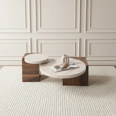 Supreme Coffee Table Set Walnut Engineered wood (European Standard), melamine travertine, walnut veneer L115xW90xH41 Supreme Coffee Table Set Walnut Engineered wood (European Standard), melamine travertine, walnut veneer L115xW90xH41