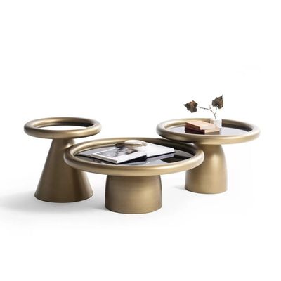 Intense Gold Black Coffee Table Set Engineered wood (European Standard), tempered glass, painted finish L90xW90xH35