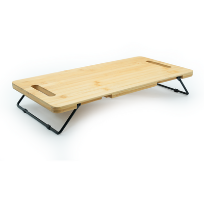 Bamboo Serving Tray with Foldable Legs, Large Charcuterie Board & Breakfast Bed Tray, 100% Natural Eco-Friendly Bamboo, Cheese Platter with Handles, 45.5 Ã— 23.5 Ã— 7 cm