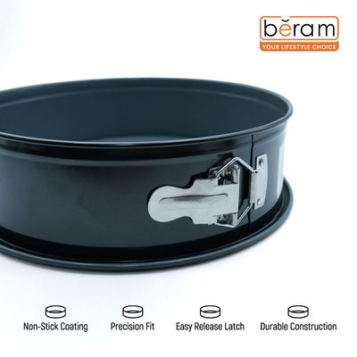 26.5cm Springform Cake Tin premium Special Non-Stick Coating Easy Release Spring Lock Leak Proof Edge Even Heat Distribution Round Steel Baking Pan Oven Safe up to 230Â°C
