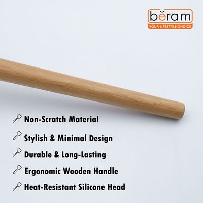 Beram 2-Piece Silicone Turner Spatula Set with Bamboo Handle Heat Resistant up to 250Â°C BPA-Free Non-Stick Safe Eco-Friendly Kitchen Tools for Flipping Stirring & Cooking Pink & Mint Green