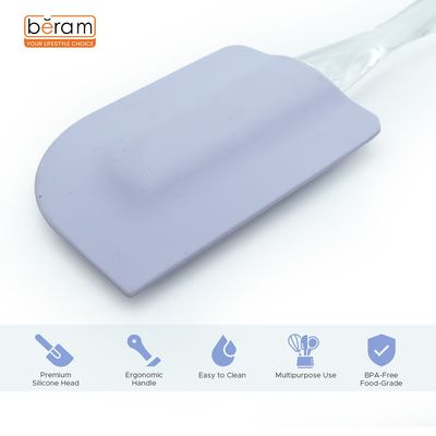Beram Silicone Spatulas Set of 2 â€“ Heat-Resistant Platinum Silicone Heads Clear Ergonomic Handles Dishwasher Safe BPA-Free Ideal for Baking Cooking & Mixing