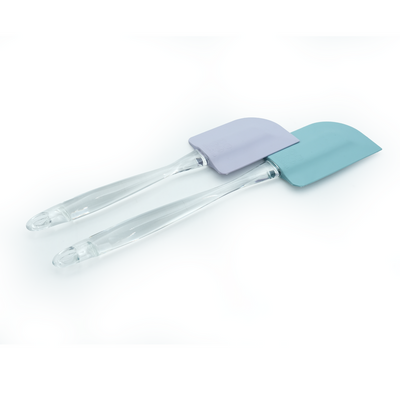 Beram Silicone Spatulas Set of 2 â€“ Heat-Resistant Platinum Silicone Heads Clear Ergonomic Handles Dishwasher Safe BPA-Free Ideal for Baking Cooking & Mixing