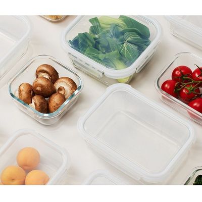 LocknLock Tempered Glass Square 800ml – Airtight Food Container with 4-Side Locking Lid, Microwave, Freezer & Dishwasher Safe