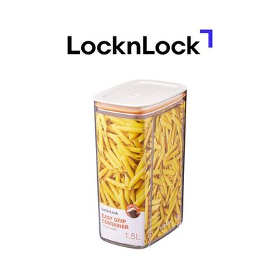 LocknLock Easy Grip Canister Rectangle 1.5L – One-Touch Lid, Transparent, Easy to Hold, Dishwasher Safe