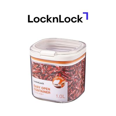 LocknLock Easy Grip Canister Square 1L – One-Touch Lid, Transparent, Easy to Hold, Dishwasher Safe