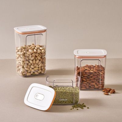 LocknLock Easy Grip Canister Square 1L – One-Touch Lid, Transparent, Easy to Hold, Dishwasher Safe