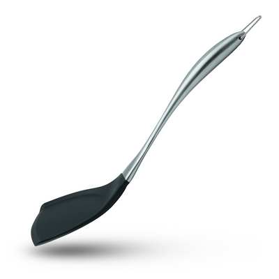 Beram Black Silicone Shovel,10Ã—35.5cm Heat Resistant Turner with Stainless Steel Handle BPA-Free, Non-Stick Safe, Ergonomic Kitchen Tool for Flipping, Stirring & Cooking-Black
