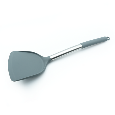Beram Silicone Shovel with Stainless Steel Handle â€“ Heat Resistant BPA-Free Non-Stick Safe Turner Spatula for Cooking Frying Mixing Baking Kitchen Utensil Toolâ€“Grey (Single Shovel)