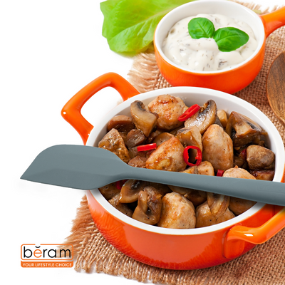 Beram Silicone Spatula with Stainless Steel Handleâ€“Heat Resistant BPA-Free Non-Stick Safe Kitchen Utensil for Cooking Mixing Scraping Baking & Stirringâ€“Grey (Single Spatula Tool)
