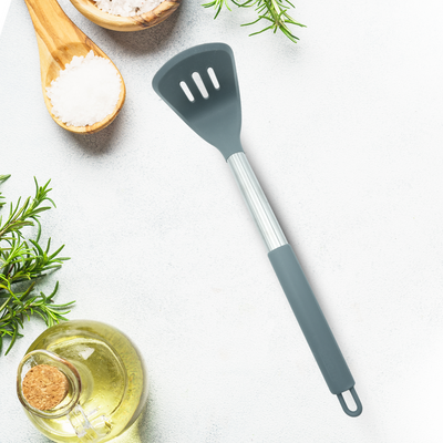 Beram Silicone Potato Masher with Stainless Steel Handle Heat Resistant, BPA Free Non-Stick Safe Cooking Tool for Mashing Potatoes Vegetables Avocadosâ€“Grey (Single Masher)