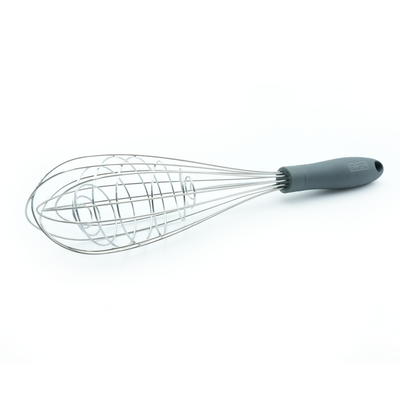 Beram Silicone Whisk with Stainless Steel Wires & Silicone Handleâ€“Heat Resistant BPA-Free Non-Stick Safe Egg Beater for Mixing Blending Whipping & Cookingâ€“Grey (Single Whisk)