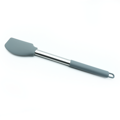 Beram Silicone Scraper with Stainless Steel Handle Heat Resistant BPA Free Non-Stick Safe Spatula for Mixing Stirring Baking Folding Cooking & Scraping â€“ Grey (Single Silicone Scraper)