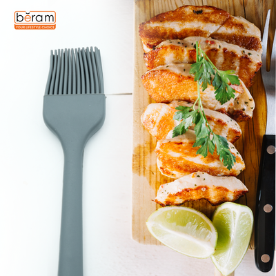 Beram Silicone Oil Brush with Stainless Steel Handleâ€“Heat Resistant BPA-Free Non-Stick Safe Basting Brush for BBQ Baking Grilling Roasting Pastry, Cookingâ€“Grey (Single Oil Brush)